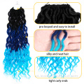 Ombre Wavy Goddess Faux Locs Crochet Trenzado de cabello